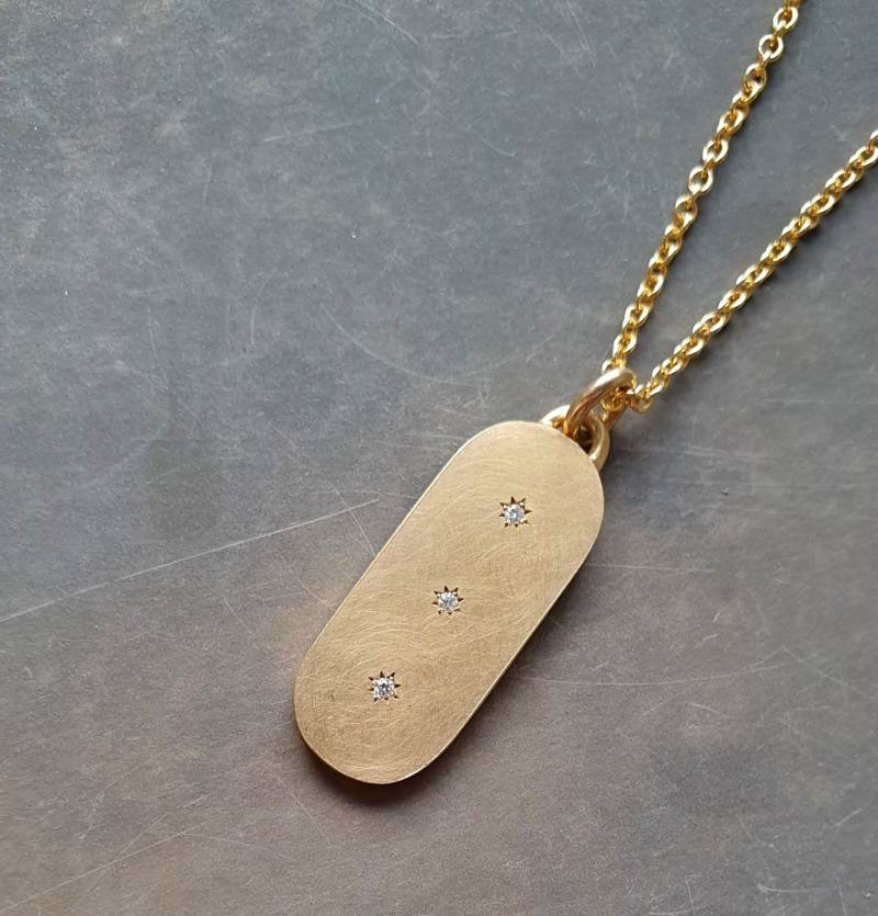 Anhänger Silber Goldplattiert Mit 3 Brillantsternchen von SonjaMariaWetzel