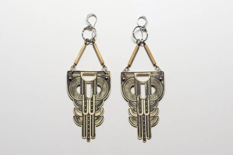 Extra Große Manhattan Statement Ohrringe Aus Messing von SonjaRoseB