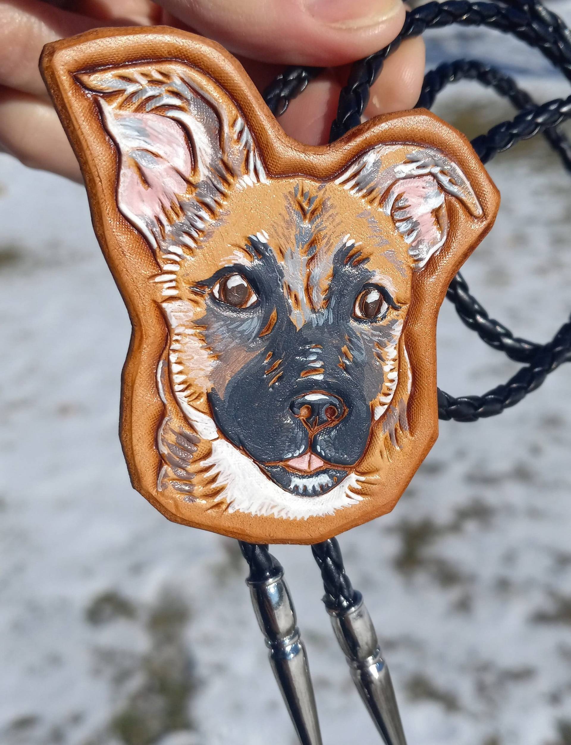 Custom Bolo Tie // Tierportrait Auf Bestellung Handgepunztes Leder Von Sonkatonk Leather von SonkatonkLeather