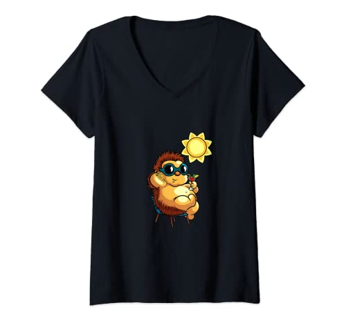 Damen Comic Igel genießt einen Cocktail T-Shirt mit V-Ausschnitt Damen Comic Igel genießt einen Cocktail T-Shirt mit V-Ausschnitt von Sonne Meer und Strand Designs
