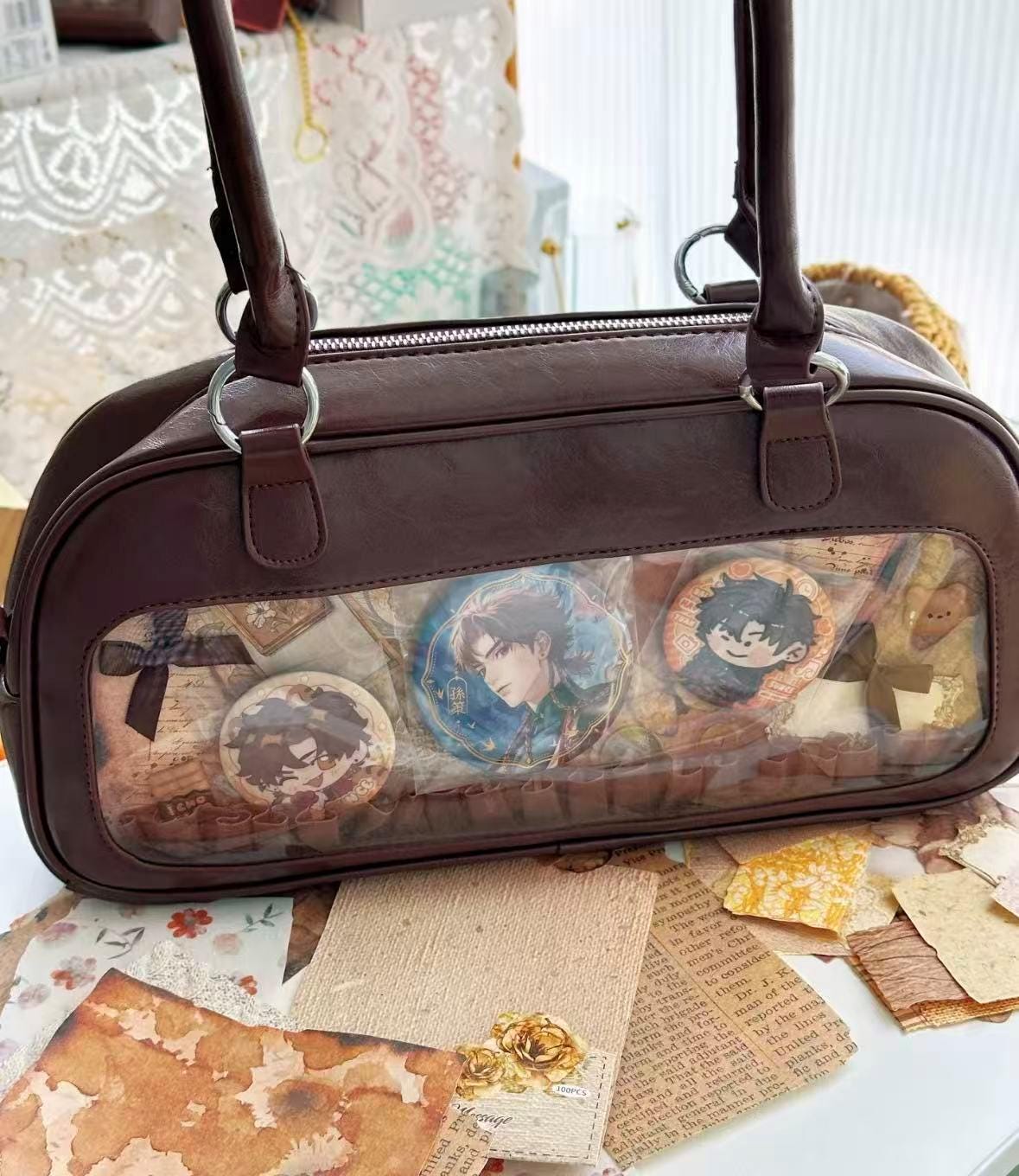 Handmade Baguette Ita Bag With Clear Pvc Window | Custom Transparent Display Purse For Pins, Keychains, Photocards Handmade Baguette Ita Bag With Clear Pvc Window | Custom Transparent Display Purse For Pins, Keychains, Photocards von SonnenGlanzSchatze