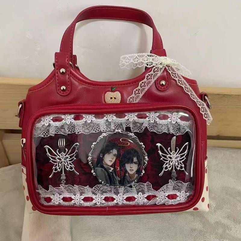 Red Apple Ita Bag 10cm Plush Display Crossbody For Pins Badges Keychains Kawaii Purse Gift Collectors von SonnenGlanzSchatze