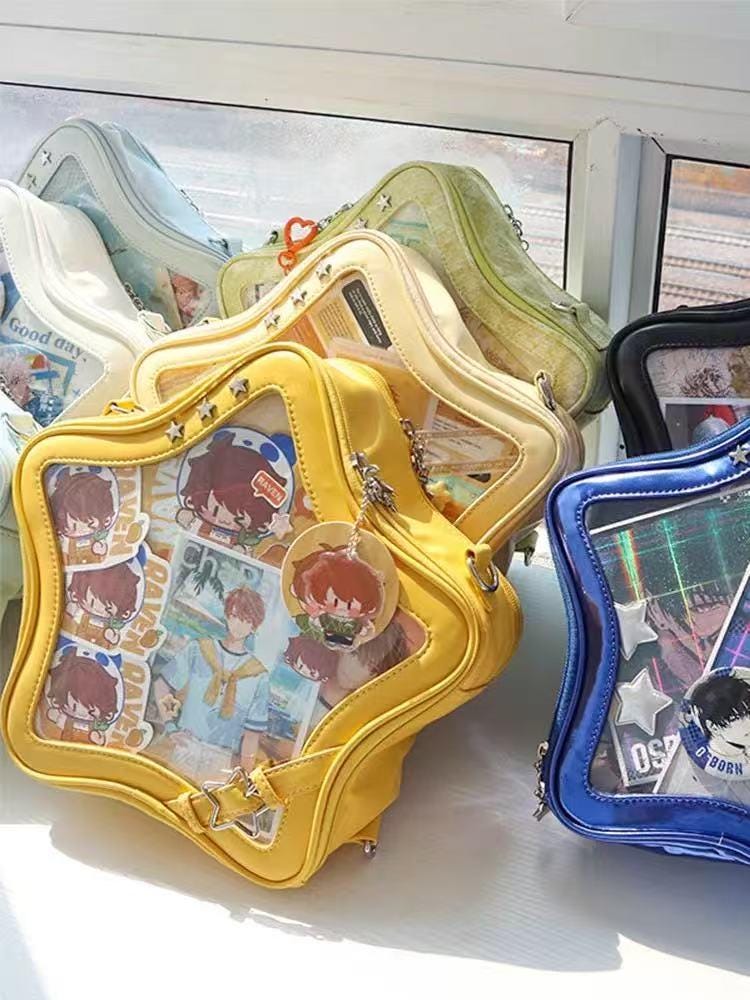 star Shaped Ita Bag With Clear Window - Anime Pin Display Crossbody, Cute Transparent Cosplay Bag, Back To School Gift von SonnenGlanzSchatze