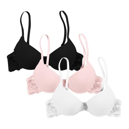 3-Teiliges Set Damen Push Up Bügel BH Soft T Shirt BHS mit Licht Gepolstert Komfort Sexy Bequemer Unterwäsche Bra für Alltag 3-Teiliges Set Damen Push Up Bügel BH Soft T Shirt BHS mit Licht Gepolstert Komfort Sexy Bequemer Unterwäsche Bra für Alltag von Sonnena