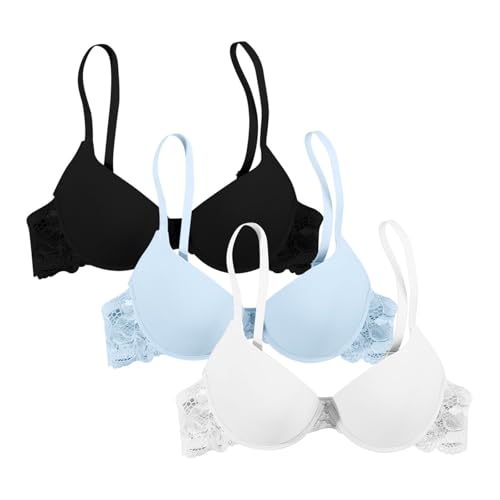 3-Teiliges Set Damen Push Up Bügel BH Soft T Shirt BHS mit Licht Gepolstert Komfort Sexy Bequemer Unterwäsche Bra für Alltag 3-Teiliges Set Damen Push Up Bügel BH Soft T Shirt BHS mit Licht Gepolstert Komfort Sexy Bequemer Unterwäsche Bra für Alltag von Sonnena