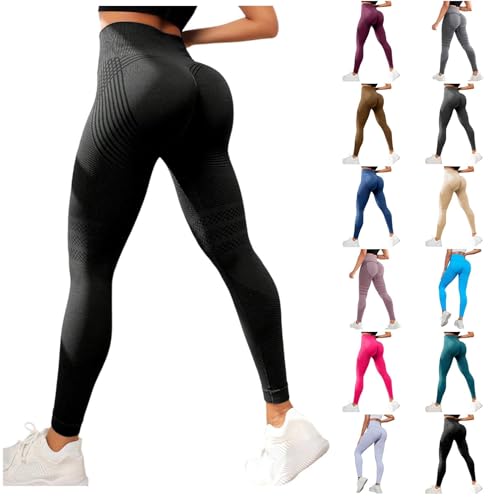Anti Cellulite Leggings Damen High Waist Push Up Yogahose mit Bauchkontrolle Blickdicht Figurformende Fitnesshose Lange Sporthose Yoga Fitness Kleidung Kompressionshose Sport Booty von Sonnena