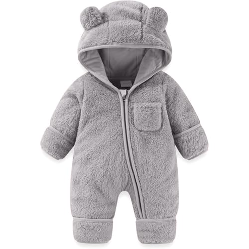 Baby Winter Fleece Overall Mit Kapuze Mädchen Jungen Schneeanzüge Warm Fleece Strampler Outfits Wollwalk Overall Baby Khaki 0-12 Monate von Sonnena