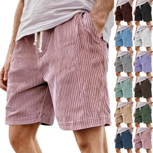 Corduroy Shorts Herren Kurze Hosen Sommer Bermuda Freizeitshorts Baumwolle Elastische Taille mit Taschen Herren Shorts Casual mit Kordelzug Kurze von Sonnena