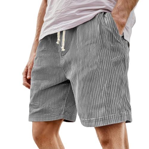 Corduroy Shorts Herren Kurze Hosen Sommer Bermuda Freizeitshorts Baumwolle Elastische Taille mit Taschen Herren Shorts Casual mit Kordelzug Kurze von Sonnena