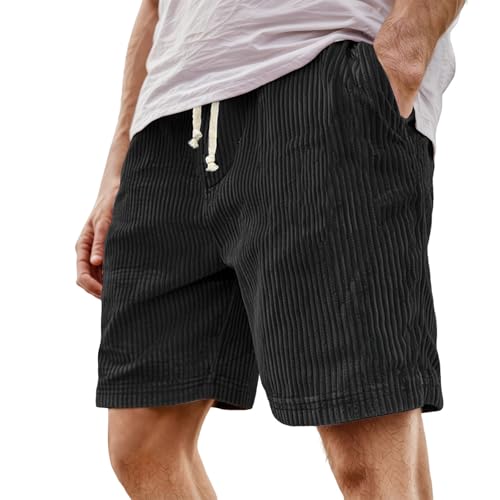 Corduroy Shorts Herren Kurze Hosen Sommer Bermuda Freizeitshorts Baumwolle Elastische Taille mit Taschen Herren Shorts Casual mit Kordelzug Kurze von Sonnena