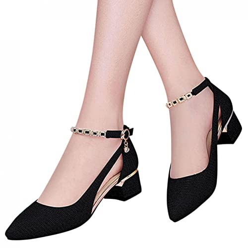 Damen Ballerinas Schwarz High Heels Pumps Classic Arbeitsschuhe Spitz Freizeitschuhe Einfache Lackschuhe Einfache Ballettschuhe Geschlossene Mode Hochzeitsschuhe Brautschuhe von Sonnena