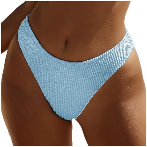 Damen-Bikini-Badehose, gerippt, hoher Schnitt, mittlere Taille, frecher Badeanzug-Unterteil High Cut Bikini Badehose Hipster Texturiertem Bikini Slip von Sonnena