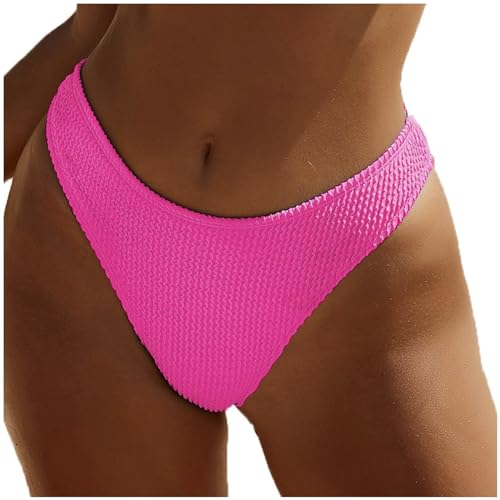 Damen-Bikini-Badehose, gerippt, hoher Schnitt, mittlere Taille, frecher Badeanzug-Unterteil High Cut Bikini Badehose Hipster Texturiertem Bikini Slip von Sonnena