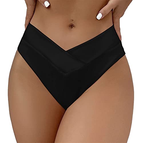Damen-Bikini-Badehose, gerippt, hoher Schnitt, mittlere Taille, frecher Badeanzug-Unterteil High Cut Bikini Badehose Hipster Texturiertem Bikini Slip von Sonnena