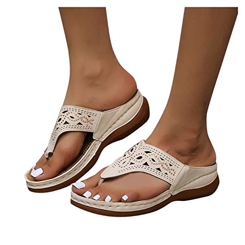 Damen Sandalen, Damen Zehentrenner Flip Flops Pantoletten Sommer Frauen Orthopädische Sandalen Lederschnalle Riemen Damen rutschfest Römersandalen Freizeitschuhe Hausschuhe von Sonnena