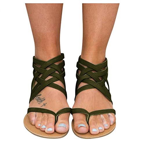 Damen Sandalen Zehenring Gladiator Strandschuhe Retro Riemchensandalen Leichte Freizeit Sandaletten Leichte Atmungsaktive Open Toe Bequem Slides Römersandalen Sommerschuhe von Sonnena