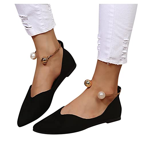 Damen Slip-On Flache Schuhe Spitzen Zehen Lässige Geschlossene Ballerinas Halbschuhe Sommer Flache Freizeitschuhe Elegante Flache Outdoor Damen Flach Ballerina Klassische von Sonnena