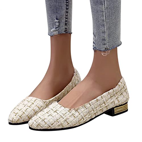 Damen Slip-On Flache Schuhe Spitzen Zehen Lässige Geschlossene Ballerinas Halbschuhe Sommer Flache Freizeitschuhe Elegante Flache Outdoor Damen Flach Ballerina Klassische von Sonnena