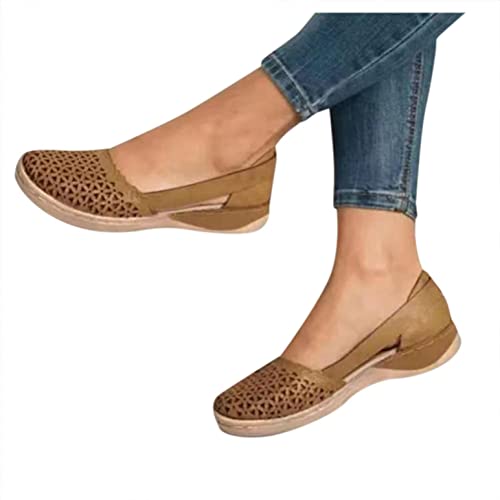 Damen Slip on Aushöhlen Flache Schuhe Elegante Geschlossene Ballerinas Leichte rutschfest Halbschuhe Lässige Bequem Bootsschuhe Vintage Loafers Segelschuhe für Damen Freizeitschuhe von Sonnena