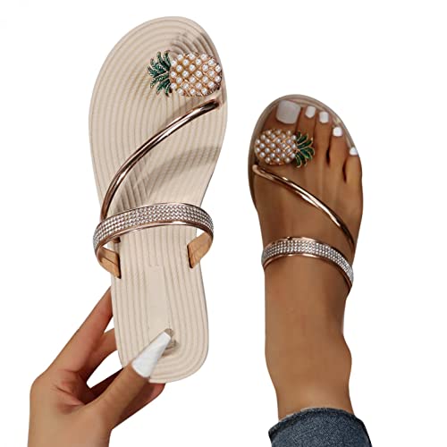 Damen Zehenring Gladiator Sandalen mit Strasssteinen Glitzer Sommer Böhmen Flip Flops Pantoffeln Zarte Bequem Slippers Offenen Zehen Strandsandalen Modische Zehentrenner Hausschuhe von Sonnena