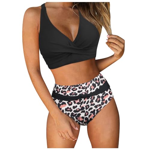 Damen Zweiteiliger Badeanzug V Ausschnitt überkreuztes Blumenmuster Bikini Bademode Bauchkontrolle Bikini Sets Bikini Bademode High Waist Bademoden Bauchkontrolle Bikini Sets von Sonnena