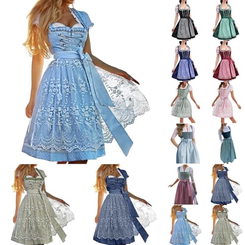 Dirndl Damen Midi Trachtenkleid Elegant Dirndlschürzen - Dirndlschürze Lang Oktoberfest Dirndl-Komplettsets Kleider Dirndlkleid Trachtenmode Trachtenrock Kleid schürze Dirndelkleider Grosse Grössen von Sonnena