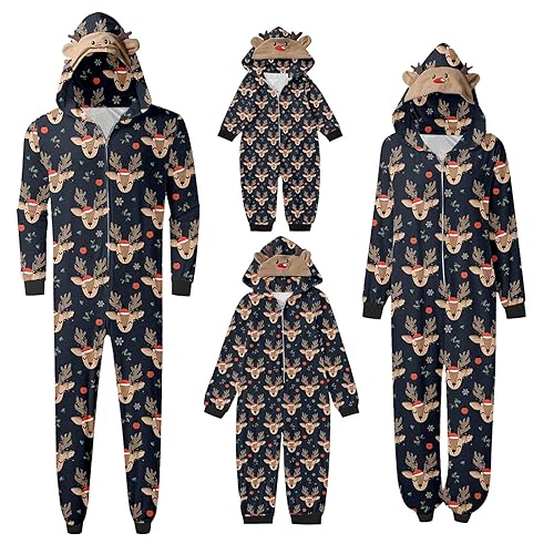 Familie Schlafanzug Familie Outfit Set Lange Jumpsuit Winter Jumpsuit Rotes Weihnachtspyjama Familie Set Kuschelig Nachtwäsche Hausanzug Weihnachts Matching Pyjamas von Sonnena