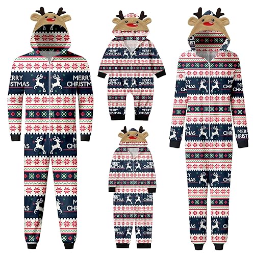 Familie Schlafanzug Rentier Weihnachtspyjama Lange Outfit Jumpsuit Winter Damen Herren Jungen Und Mädchen Weihnachtspyjama Familie Set Weihnachtskleidung Nachtwäsche Weihnachts Matching Pyjamas von Sonnena