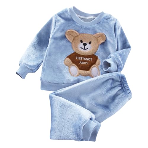 Flauschige Schlafanzug Kinder Jungen/Mädchen/Baby Schlafanzüge Warme Fleece Pyjama Set Kleinkind Winter Langarm Nachtwäsche Weihnachts Flanell Pyjama Lange Pullover Pyjamahose Hausanzug von Sonnena