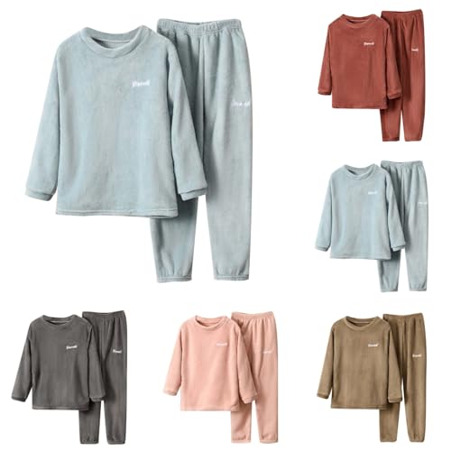 Flauschige Schlafanzug Kinder Jungen Mädchen Schlafanzüge Warme Fleece Pyjama Set Kleinkind Winter Langarm Hausanzug Nachtwäsche Pjs Mit Lange Oberteile Und Hosen Lose Kinder Schlafanzug von Sonnena