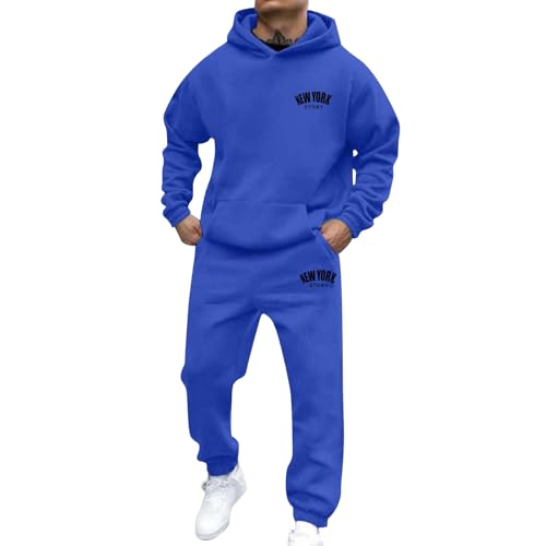 Jogginganzug Herren Set NEW YORK Logo Trainingsanzug Hoodie und Jogginghose Zweiteiler Langarm Sportanzug mit Taschen Herren Bequem Jogger Set Bequem Baggy Stretch Fitnessanzug von Sonnena