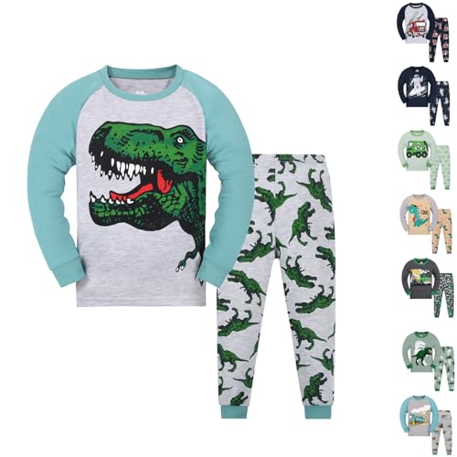 Kinder Jungen Schlafanzug Langarm Baumwolle Winter Pyjama Set Dinosaurier Traktor Bagger Weltraum Planeten Zweiteiliger Nachtwäsche 1-9 Jahre Schlafanzug Jungen von Sonnena