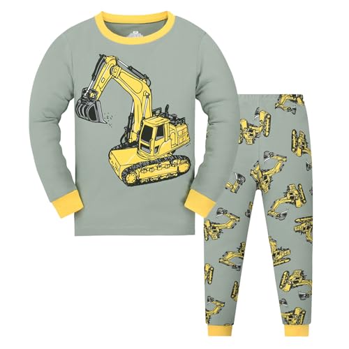Kinder Jungen Schlafanzug Langarm Baumwolle Winter Pyjama Set Dinosaurier Traktor Bagger Weltraum Planeten Zweiteiliger Nachtwäsche 1-9 Jahre Schlafanzug Jungen von Sonnena