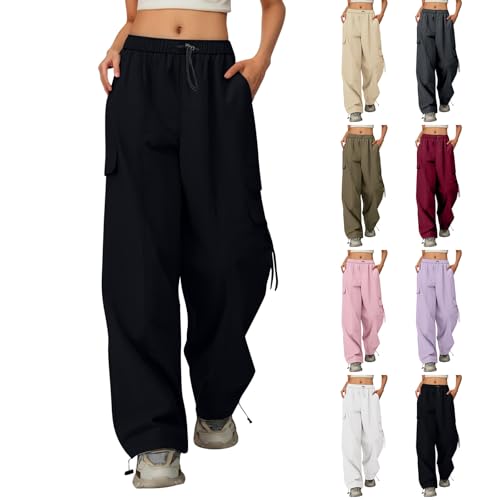 Mädchen Cargohose Y2K Baggy Cargo Hose Kinder Straight Leg Hohe Taille Jogginghose Casual Outdoorhose mit Elastische Taille und Taschen für von 12-17 Jahre von Sonnena