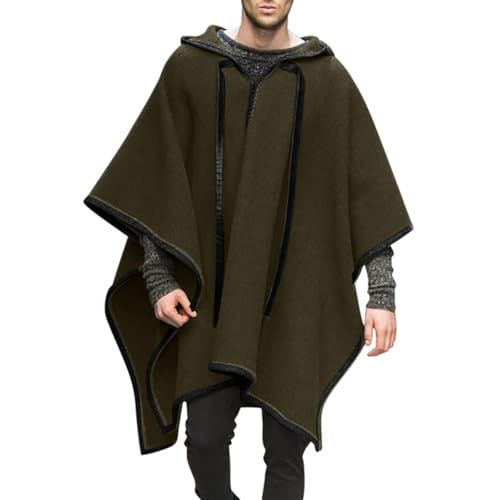 Poncho Herren Warm Decke Ponchos Kapuze Cape Pancho Männer Wollponcho Winter Cowboy Hippie Jacke Alpaka Wolle Hippie Chic Andenponcho Fall Winter Kapuzenponcho von Sonnena