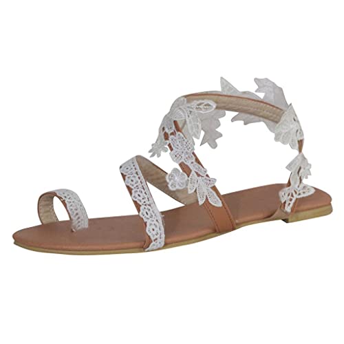 Sandalen Damen Blumen Retro Damen Sommer Rom Perle Glitzer Kreuzgurt Frauen Flip Flops Strandsandalen Sandaletten Pantoletten Römersandalen Hausschuhe Sommerschuhe Freizeitschuhe von Sonnena