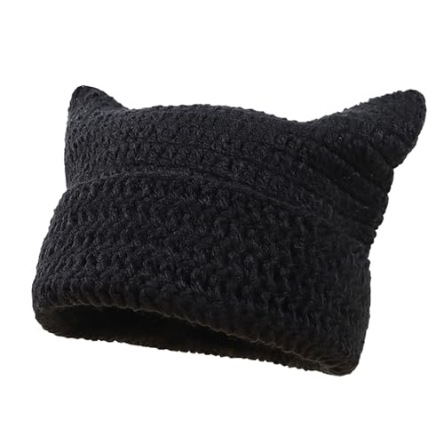 Sonnena Damen Mütze Katzenohren Mütze Strickmütze Wintermütze mit Katzenohren Beanie Mütze Katze Winter Warme Elastisches Winterhüte für Damen Frauen von Sonnena