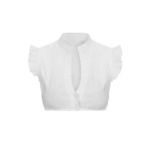 Sonnena Dirndl Bluse Damen-Trachten Trachtenbluse Weiß Flügelärmel Dirndl Dirndlbluse Elegante Spitzenbluse Spitze Tracht Bluse Trachtenmi Hochgeschlossen Oktoberfest Bayerisches Kostüm von Sonnena
