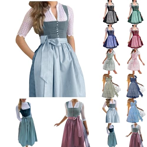 Sonnena Dirndl Damen Trachtenkleid Midi mit Schürze Trachtenmode für Oktoberfest Dirndlkleid von Sonnena