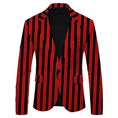 Sonnena Herren Blazer Kariert Anzugjacke Slim Fit Streifen Anzug Lässig Business Anzug Modern Elegante 1 Knöpfen Britischer Stil Sakko Mantel Moderne Jacken Blazer Reverskragen von Sonnena