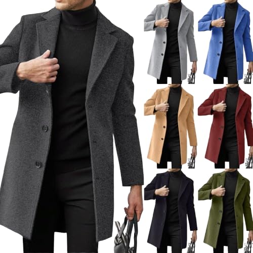 Sonnena Herren Lange Jacke Slim Fit Casual Wollmantel Wintermantel Kerbkragen mit Tastenfleiste Trenchcoat Herrenmantel Winter Warme Oberbekleidung Schwarz Einreiher Business Outfit Coat Sonnena Herren Lange Jacke Slim Fit Casual Wollmantel Wintermantel Kerbkragen mit Tastenfleiste Trenchcoat Herrenmantel Winter Warme Oberbekleidung Schwarz Einreiher Business Outfit Coat von Sonnena