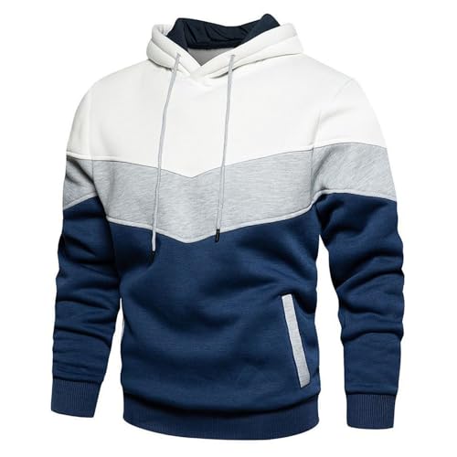 Sonnena Hoodie Herren Pullover Langarm Sweatjacke Kapuzenpullover Farbblock Sweatshirt Lockerer Freizeitpullover für Herren im Farbblockdesign von Sonnena