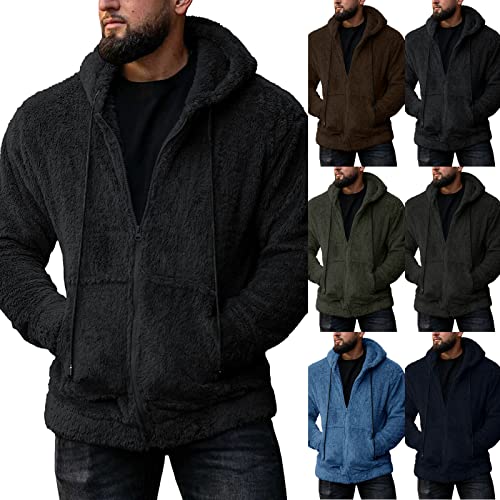 Sonnena Hoodies Herren Gefütterte Sweatjacke Reißverschluss Sweatjacke Gefüttert Hoodie Warm Fleece Winterjacke Teddyfutter Fleecejacke für Arbeit Wandern von Sonnena