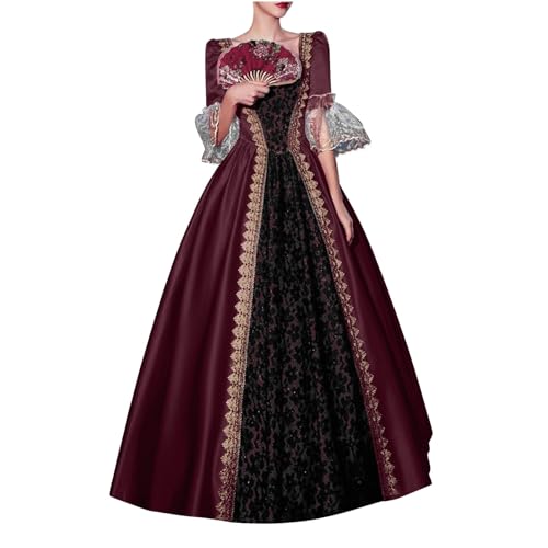 Sonnena Mittelalter Renaissance Kostüm für Damen Vintage Lange Kleider Bodenlanges Abendkleid Elegant Gothic Kleid Prinzessin Kleidung Kostüm Karneval Partykleid von Sonnena