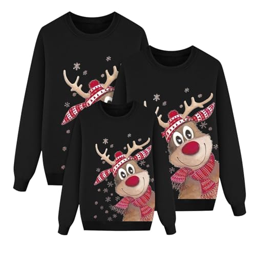 Sonnena Weihnachtspullover Familie Set Damen Herren Kinder Lustig Weihnachtspulli Ugly Christmas Sweater Rundhals mit Wichtel Weihnachts Pullover Pärchen Weihnachtsoutfit Herren von Sonnena
