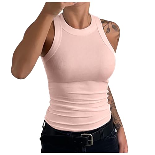 Tank Top Damen Racerback Sommer Oberteile Gerippt Slim Fit Basic Shirt Ärmellos Sexy High Neck Tanktops Einfarbig Obertiele Sommer Weste Ribbed Tops Tank Top Damen Racerback Sommer Oberteile Gerippt Slim Fit Basic Shirt Ärmellos Sexy High Neck Tanktops Einfarbig Obertiele Sommer Weste Ribbed Tops von Sonnena