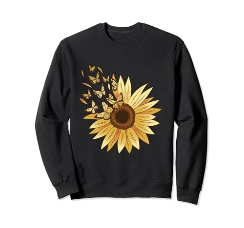 Sonnenblume und Schmetterlinge design für Damen und Mädchen Sweatshirt von Sonnenblume und Schmetterlinge Design