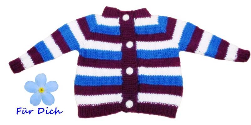 Baby-Strickjacke Gr. 74 Handgestrickte Babystrickjacke Mit Streifen Farbige Nr 2701 von Sonnenblume1547