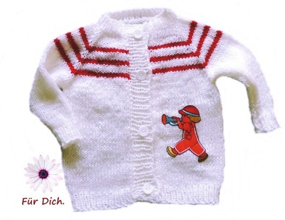 Baby-Strickjacke Mit Trompeter Gr.74 Handgestrickte Jacke Applikation 9 Monate Weiße Babystrickjacke Strickjacke Streifen Nr 2709 Baby-Strickjacke Mit Trompeter Gr.74 Handgestrickte Jacke Applikation 9 Monate Weiße Babystrickjacke Strickjacke Streifen Nr 2709 von Sonnenblume1547