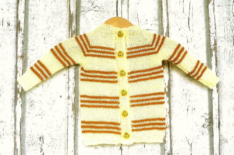 Babystrickjacke Gr. 68/74 6 Monate Handgestrickte Mit Streifen Kuschelstrickjacke Nr 5884 von Sonnenblume1547